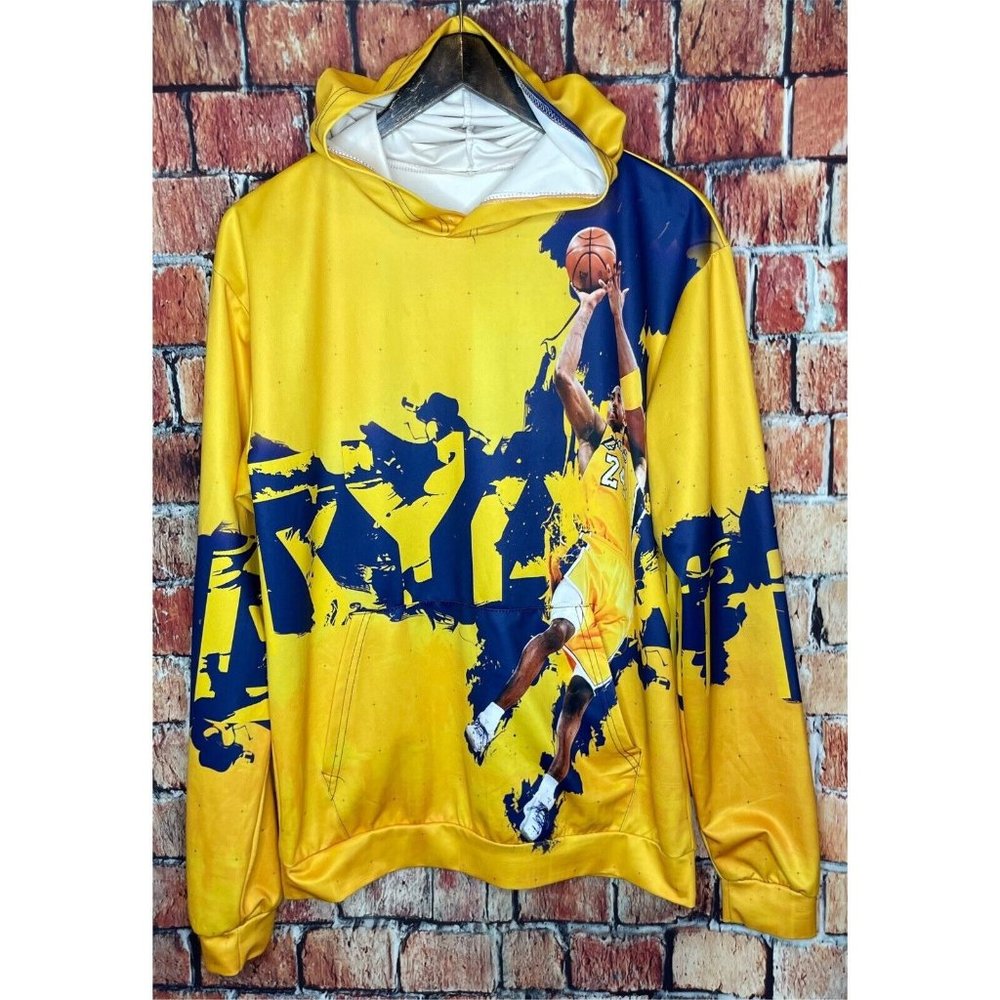 Kobe Bryant Los Angeles Lakers Basketball AOP Gold Hoodie Sweatshirt Men’s Small